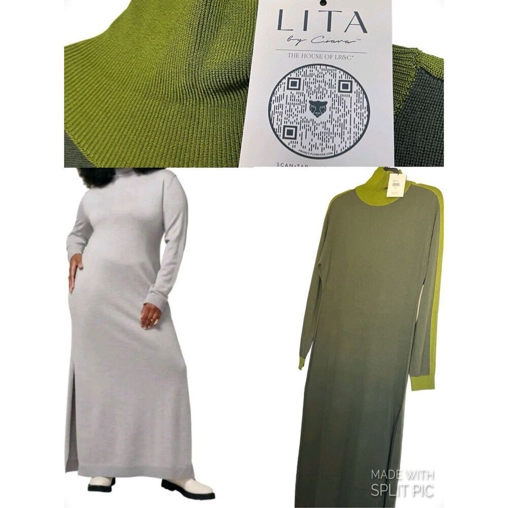 LITA by Ciara Oversized Green Maxi Sweater Dress